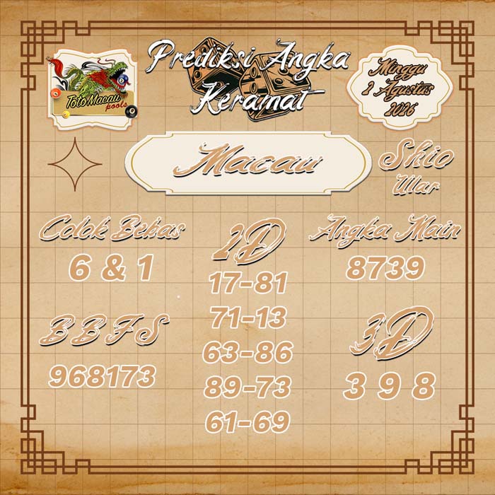 prediksi angka keramat MACAU 2-Aug-2026