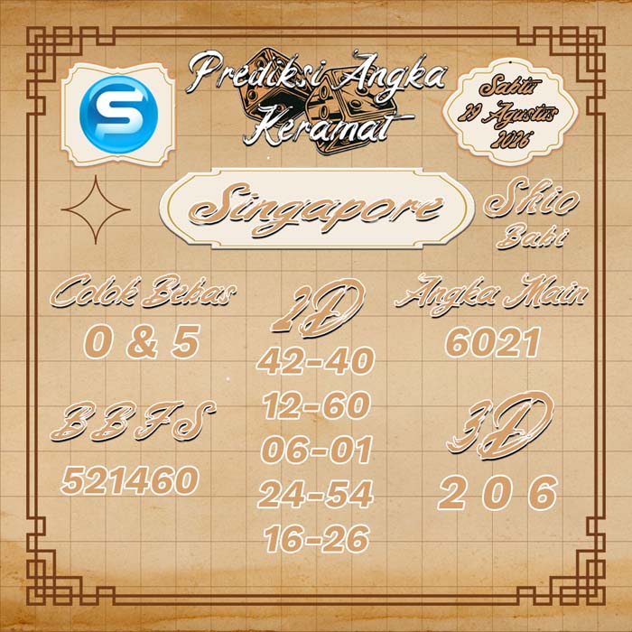 prediksi angka keramat SINGAPORE 29-Aug-2026