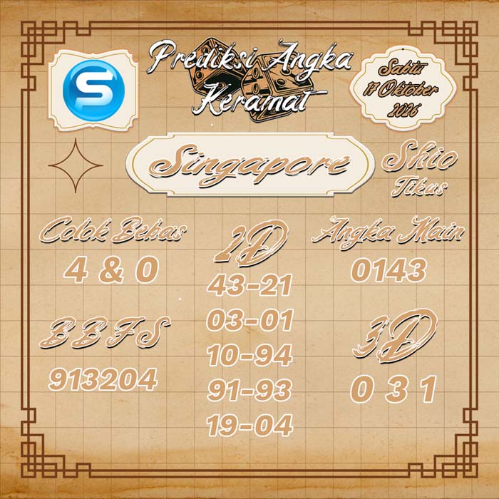prediksi angka keramat SINGAPORE 17-Oct-2026