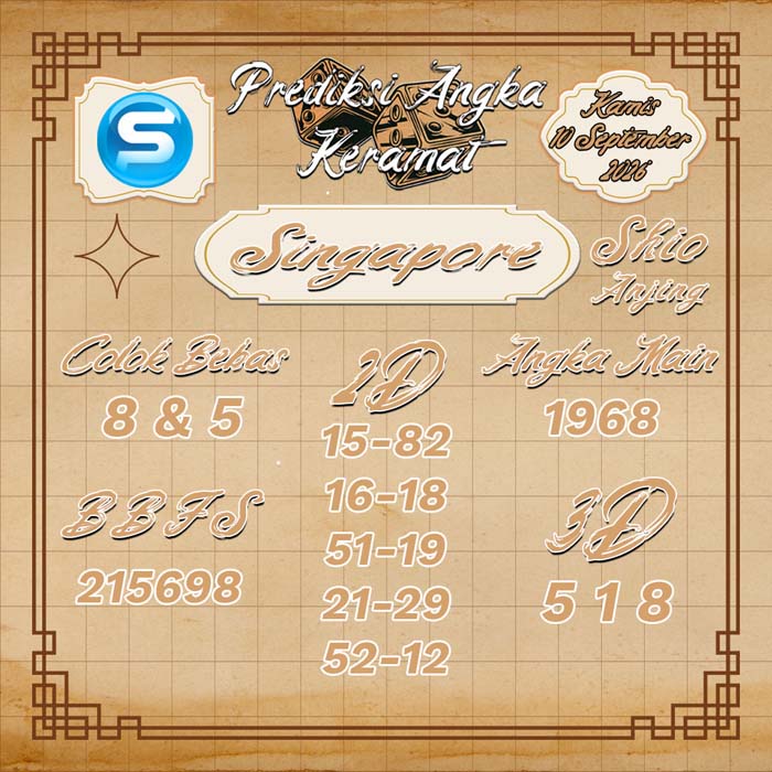 prediksi angka keramat SINGAPORE 10-Sep-2026