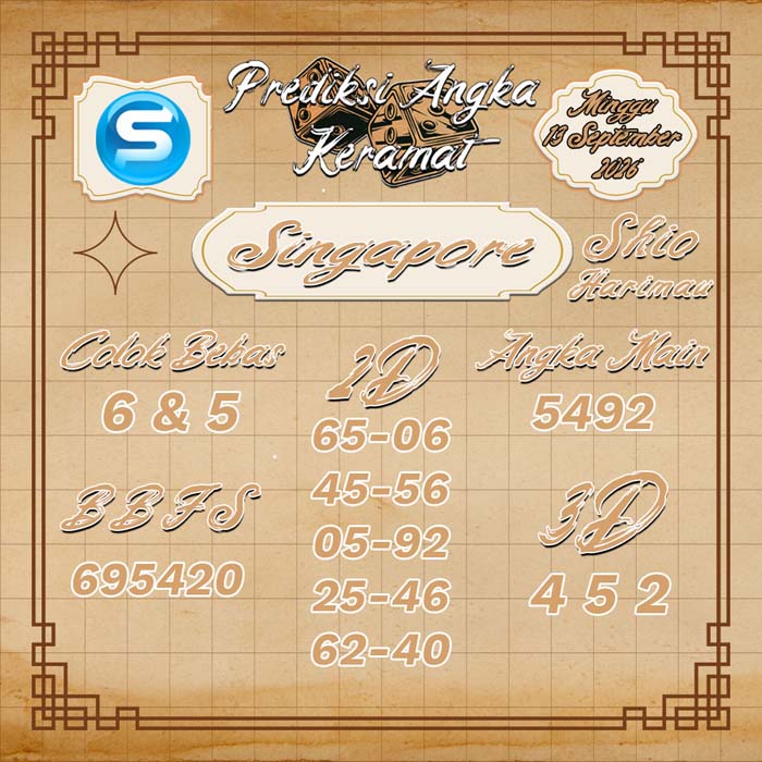 prediksi angka keramat SINGAPORE 13-Sep-2026