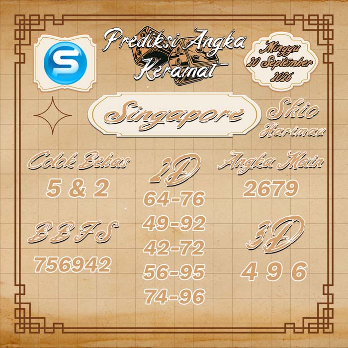 prediksi angka keramat SINGAPORE 20-Sep-2026