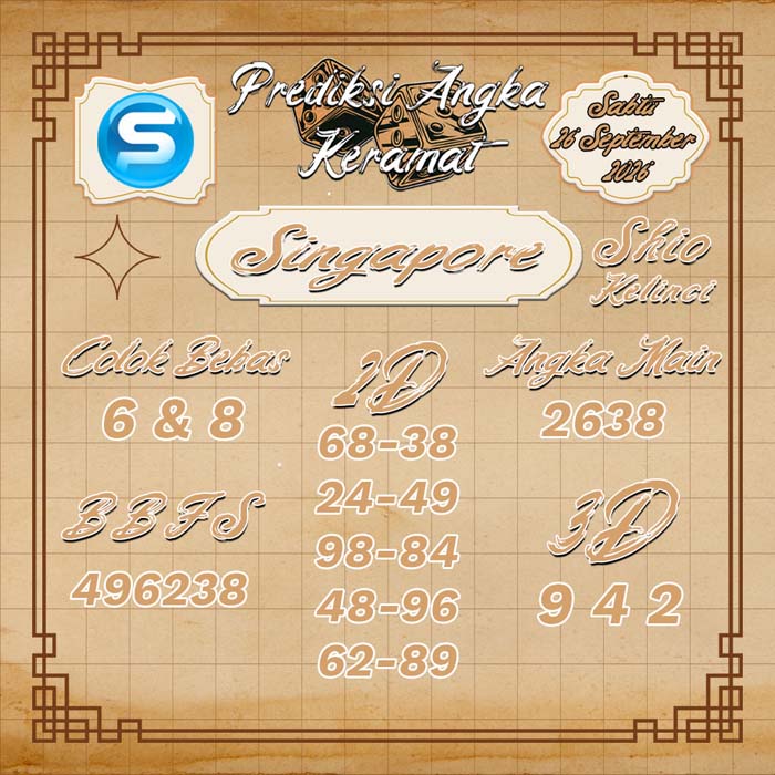 prediksi angka keramat SINGAPORE 26-Sep-2026