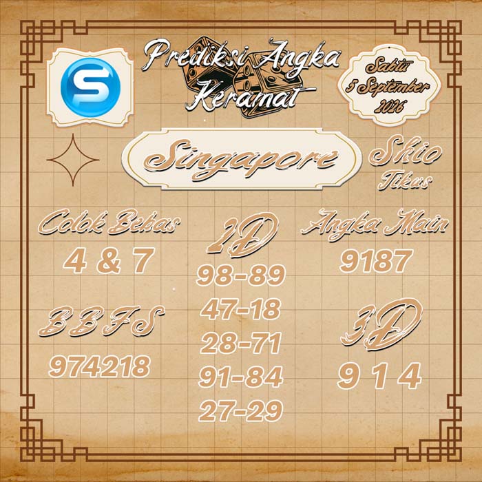 prediksi angka keramat SINGAPORE 5-Sep-2026