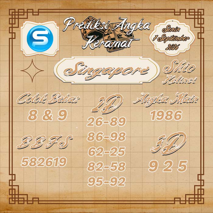 prediksi angka keramat SINGAPORE 7-Sep-2026